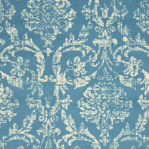 2' X 4' Blue Damask Power Loom Area Rug